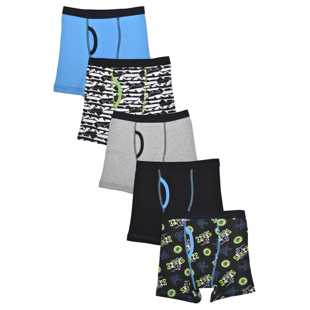 NEW Wonder Nation Boys 100% Cotton Boxer Brief Underwear 5 Pack Large 10-12